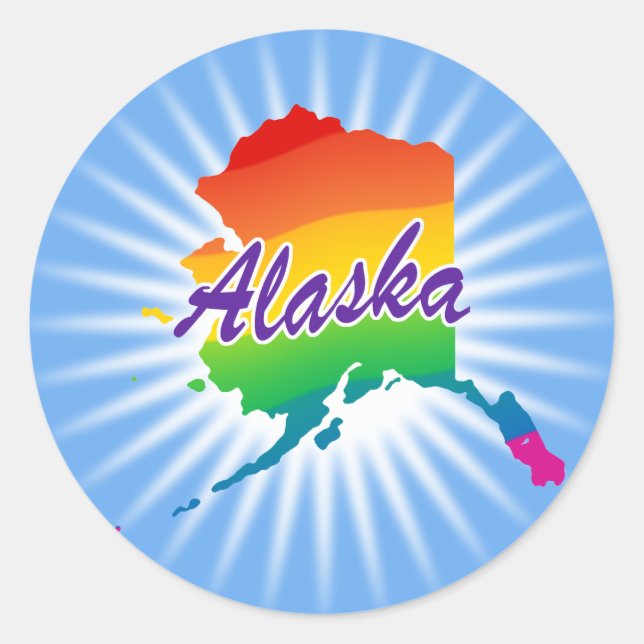 Adesivo Redondo Rainbow State Of Alaska (Frente)