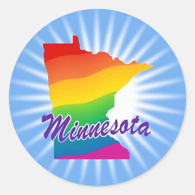 Adesivo Redondo Rainbow State Of Minnesota (Frente)