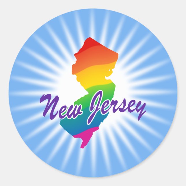 Adesivo Redondo Rainbow State Of New Jersey (Frente)