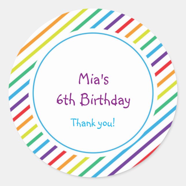 Adesivo Redondo Rainbow Stripes Corante Partido Divorcioso Favorit (Frente)