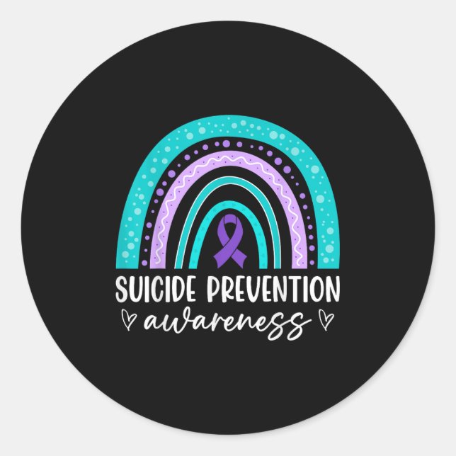 Adesivo Redondo Rainbow Suicide Prevention Awareness Teal &amp; Pu (Frente)