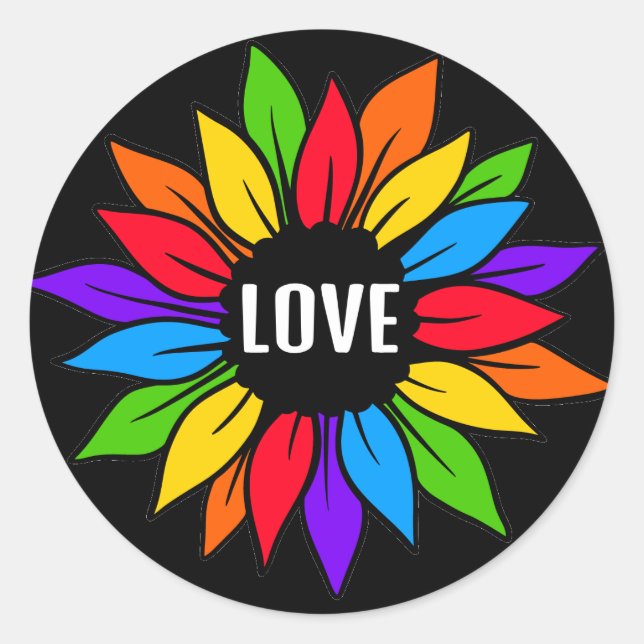 Adesivo Redondo Rainbow Sunflower Flag LGBTQ Sticker (Frente)