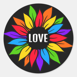 Adesivo Redondo Rainbow Sunflower Flag LGBTQ Sticker