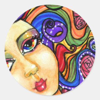 Adesivo Redondo Rainbow Swirl Girls Bonito Rainbow Sticker Sheet