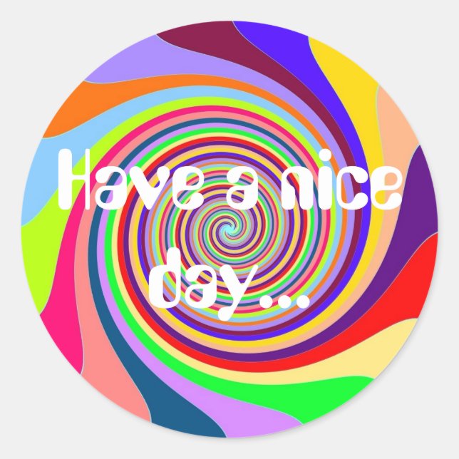 Adesivo Redondo Rainbow Tenha um dia agradável turbilhão de doces  (Frente)