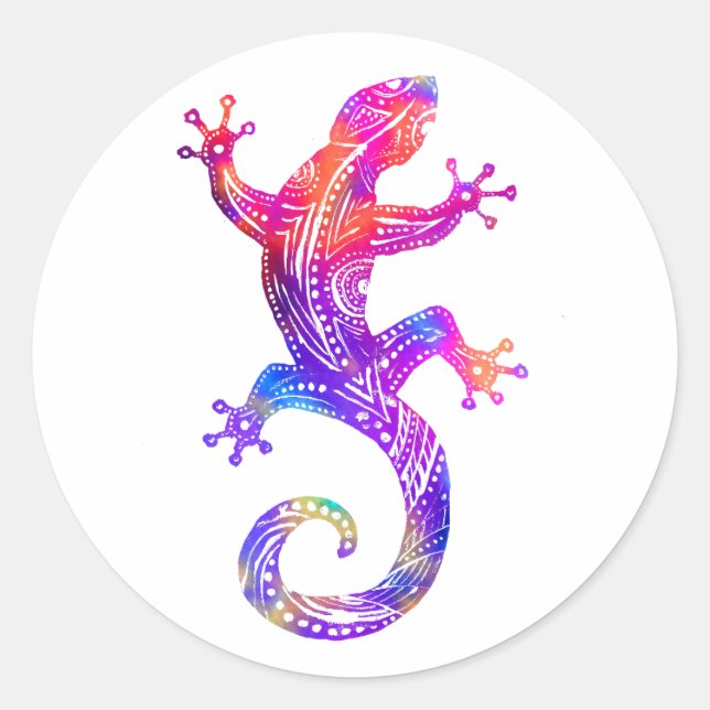 Adesivo Redondo Rainbow Tribal Gecko (Frente)
