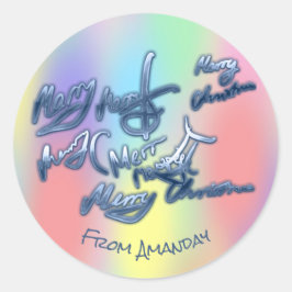 Adesivo Redondo Rainbow Underground Feliz Natal Do Nome