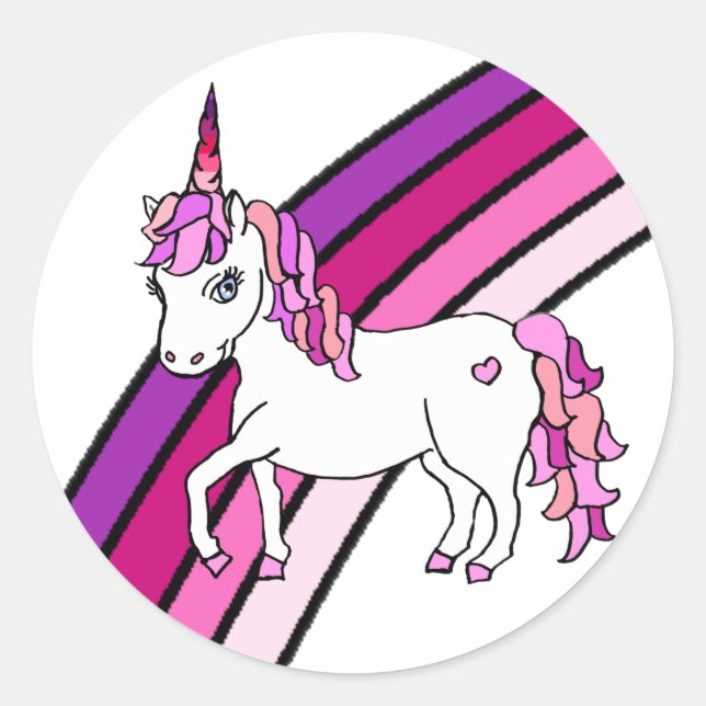 Adesivo Redondo Rainbow Unicorn (Frente)