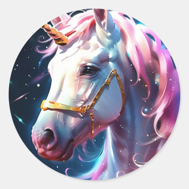 Adesivo Redondo Rainbow Unicorn (Frente)