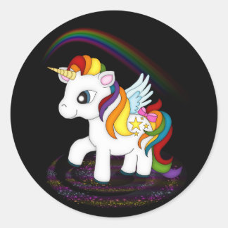 Adesivo Redondo Rainbow Unicorn
