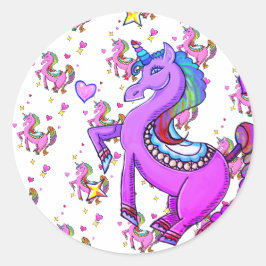 Adesivo Redondo Rainbow Unicorn