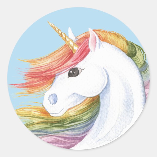 Adesivo Redondo Rainbow Unicorn (Frente)