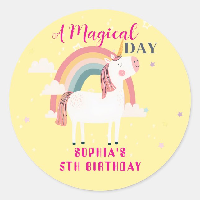 Adesivo Redondo Rainbow Unicorn (Frente)