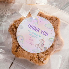 Adesivo Redondo Rainbow Unicorn Birthday ClassRound Sticker