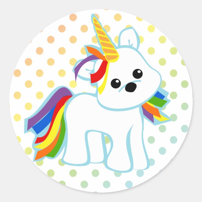 Adesivo Redondo Rainbow Unicorn Cutie (Frente)