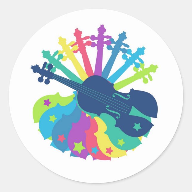Adesivo Redondo Rainbow Violin Sticker (Frente)