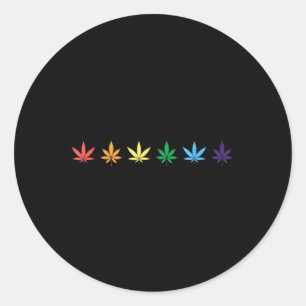 Adesivo Redondo Rainbow Weed Lgbt Pride Ally