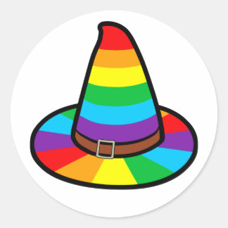 Adesivo Redondo Rainbow Witch Hat