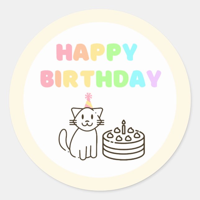 Adesivo Redondo Rainbow&Yellow Aniversário Clássico Redondo (Frente)