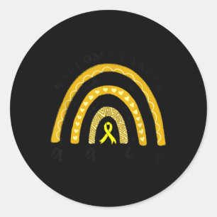 Adesivo Redondo Rainbow Yellow Ribbon Sarcoma Cancer Consciência