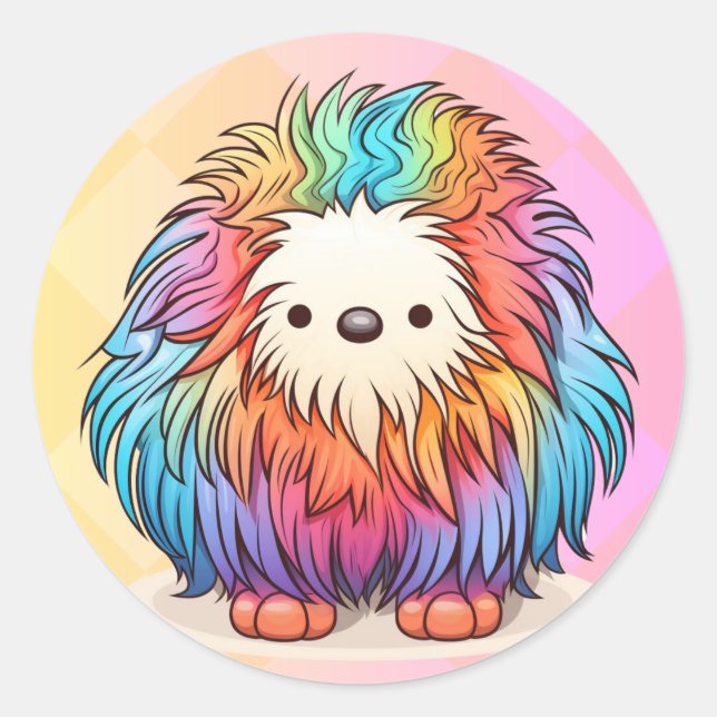 Adesivo Redondo Rainbow Yeti Round Sticker (Frente)