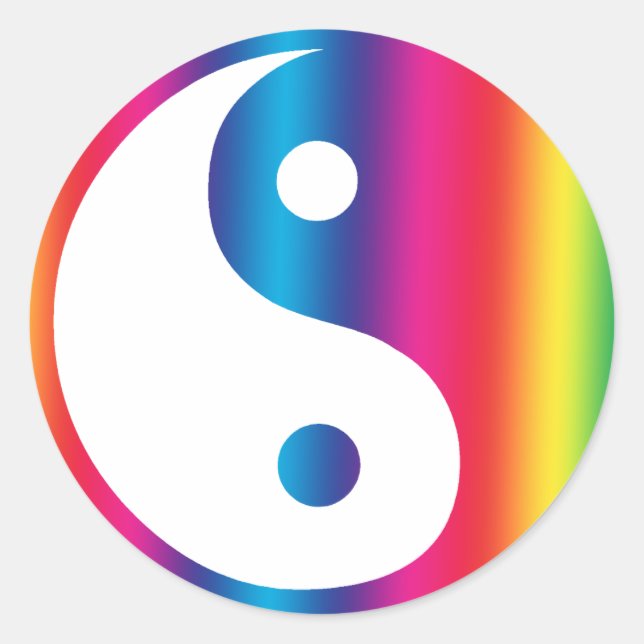 Adesivo Redondo Rainbow Yin Yang Stickers (Frente)