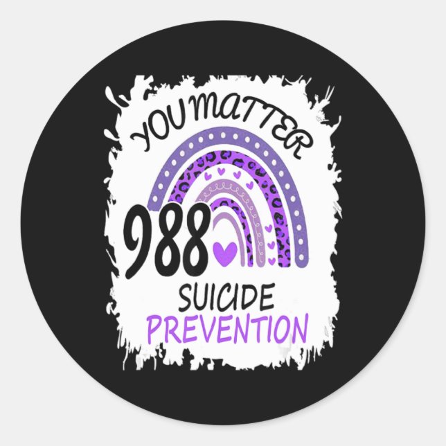 Adesivo Redondo Rainbow You 988 Suicide Prevention Colorful  (Frente)