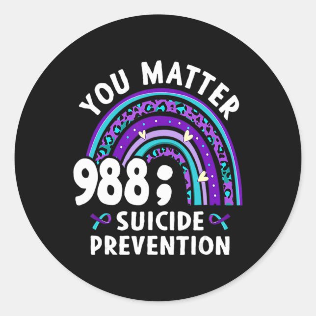 Adesivo Redondo Rainbow You 988 Suicide Preventions Week Ri  (Frente)