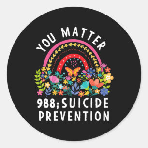 Adesivo Redondo Rainbow You Problem 988 Suicídio Prevenção Awarene