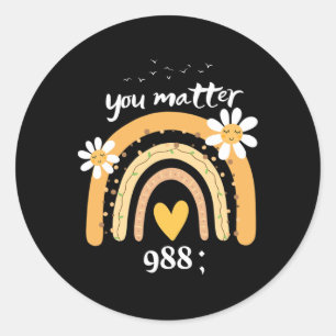 Adesivo Redondo Rainbow You Problem 988 Suicídio Prevenção Awarene