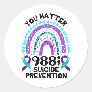 Adesivo Redondo Rainbow You Problem 988 Suicídio Prevenção Awarene