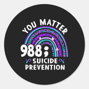 Adesivo Redondo Rainbow You Problem 988 Suicídio Prevenção Awarene