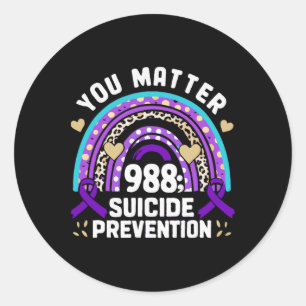 Adesivo Redondo Rainbow You Problem 988 Suicídio Prevenção Awarene