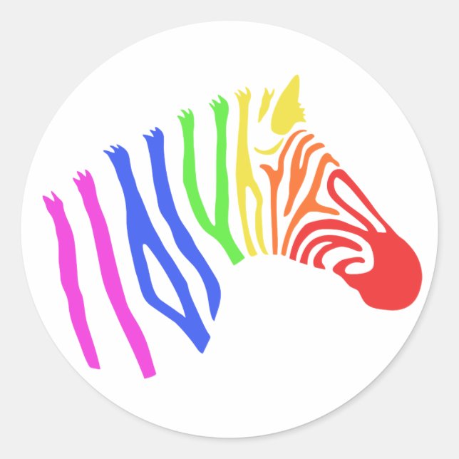 Adesivo Redondo Rainbow Zebra Sticker (Frente)