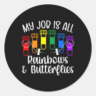 Adesivo Redondo Rainbows Borboletas Phlebotomist Phlebotomist Tech