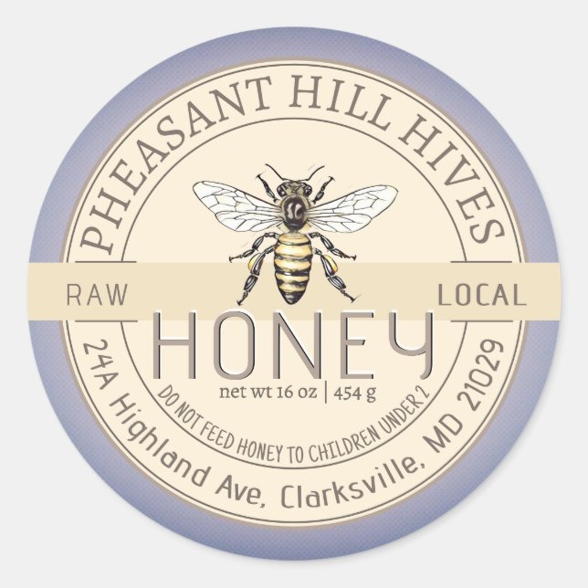 Adesivo Redondo Rainha Abelha com Aviso de Criança Raw Raw Raw (Frente)