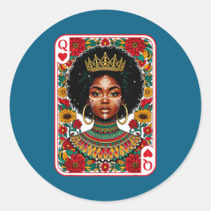 Adesivo Redondo rainha africana cartão melanina orgulho negro blm