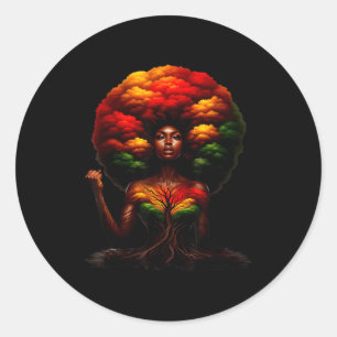 Adesivo Redondo Rainha Afro Mulher Negra Raízes Africanas Melanina