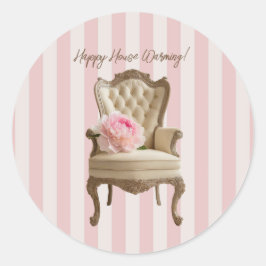 Adesivo Redondo Rainha Anne, cadeira de asas Rosa Peony