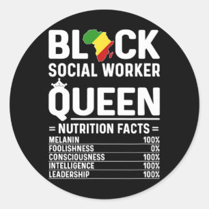 Adesivo Redondo Rainha Assistente Social Negra Afro-Americana Soci