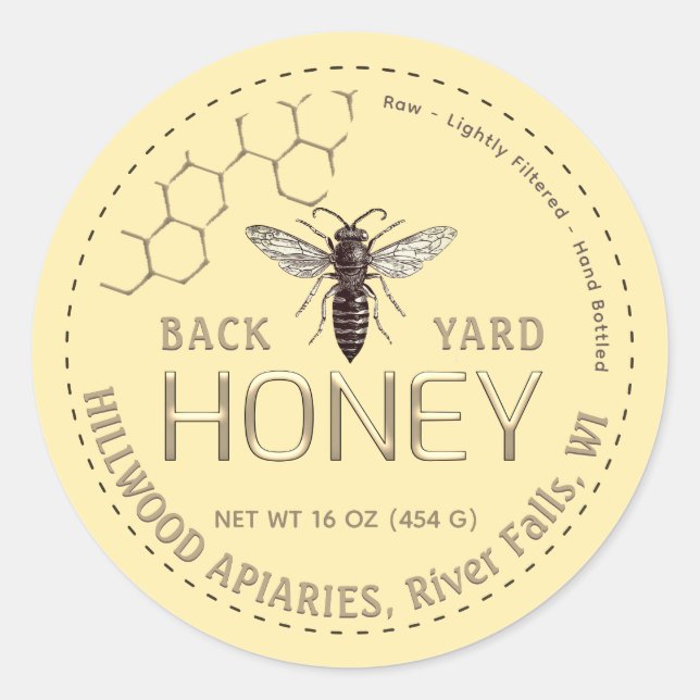 Adesivo Redondo Rainha Bebê Mel Rótulo de Urso Bruto (Frente)