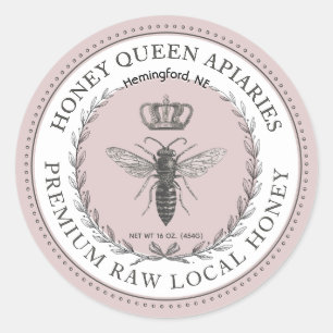 Adesivo Redondo Rainha Bee Honey Crown Wreath Dotada Fronteira