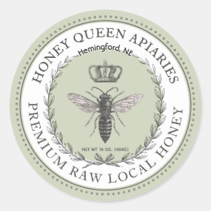 Adesivo Redondo Rainha Bee Honey Crown Wreath Dotada Fronteira Cla