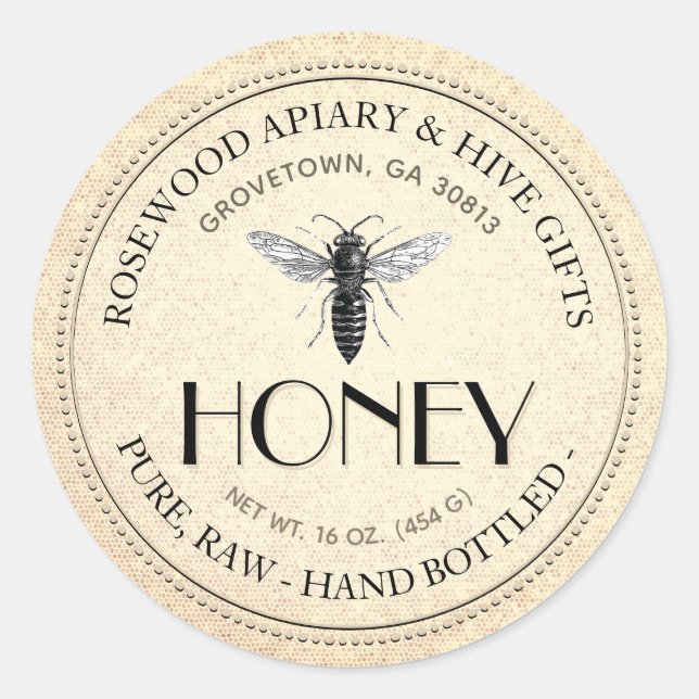 Adesivo Redondo Rainha Bee Raw Mão Engarrafada (Frente)