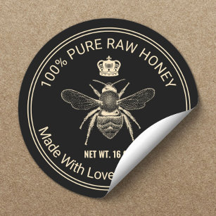 Adesivo Redondo Rainha Beekeeper Apiary Beehive Honey Jar