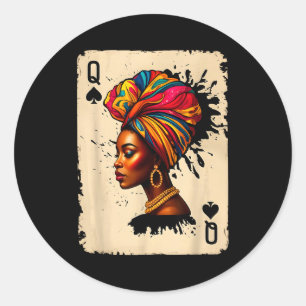 Adesivo Redondo Rainha Card do Melanina Africana da História Negra