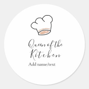 Adesivo Redondo Rainha da cozinha chef cozinhando adicionar nome c