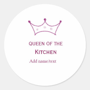 Adesivo Redondo rainha da cozinha coroa cozinheira chefe nome
