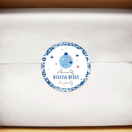 Adesivo Redondo Rainha da Dança festa grega Disco Musical despedid