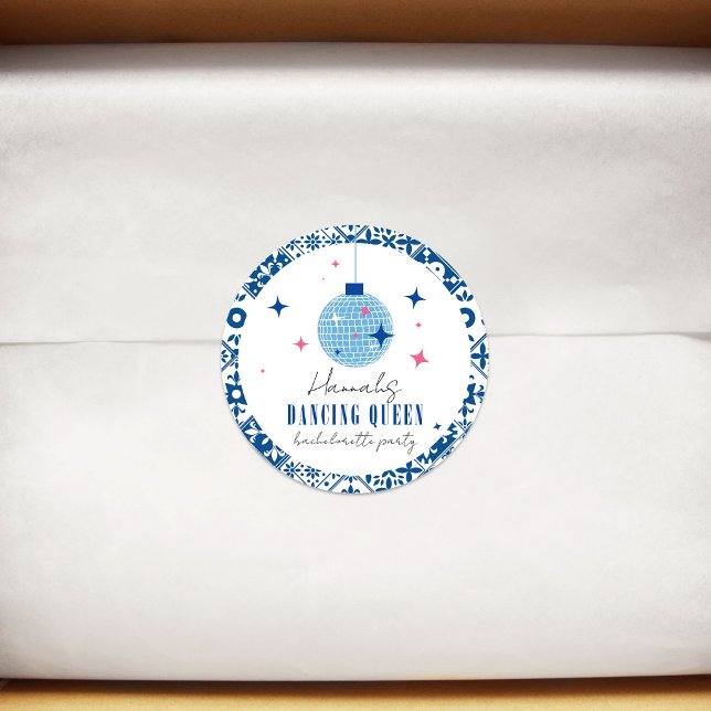 Adesivo Redondo Rainha da Dança Musical disco grego despedida de s (Criador carregado)